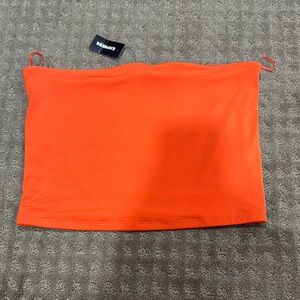 Express Bright Orange Strapless Top